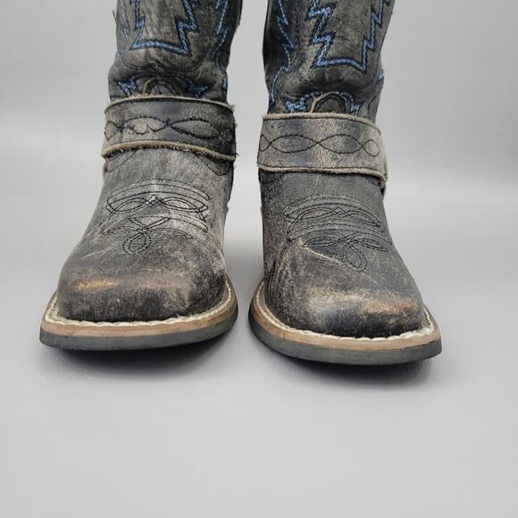 Smoky Mountain Redwood Boot Distressed Leather Kids Cowboy Harness Size 10.5 - Picture 5 of 10